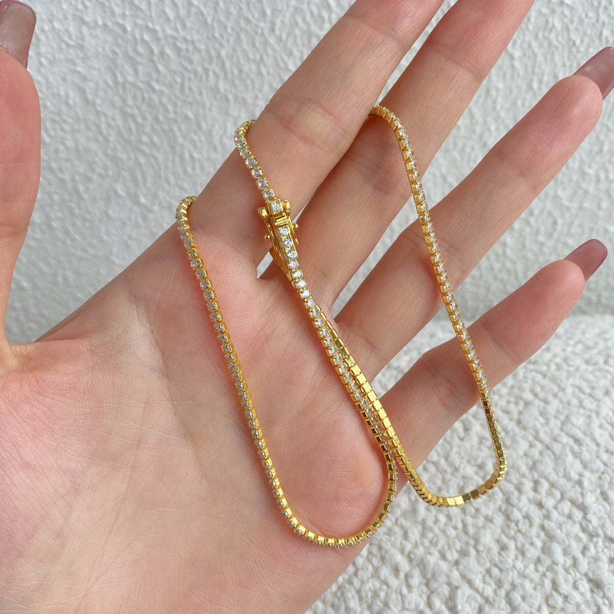 [Love's Uplift]Delicate Round Shape Tennis Necklace