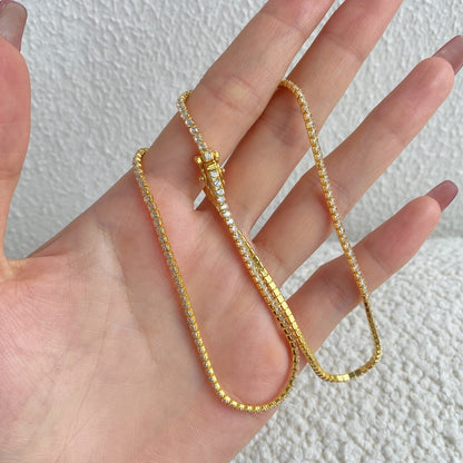 [Love's Uplift]Delicate Round Shape Tennis Necklace