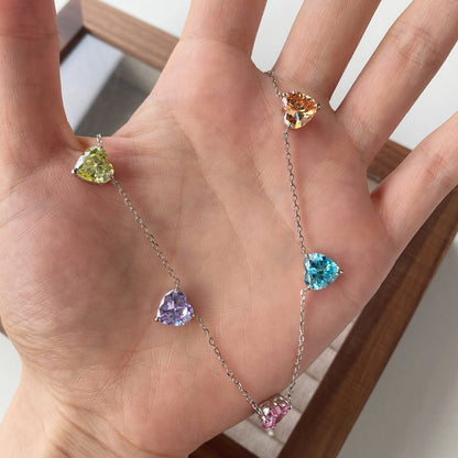 [Love's Uplift]Sparkling Colorful Heart Cut Necklace