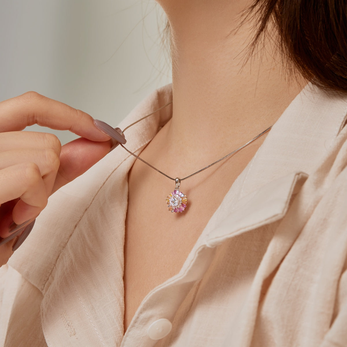[Love's Uplift]Charming Flower Colorful Necklace