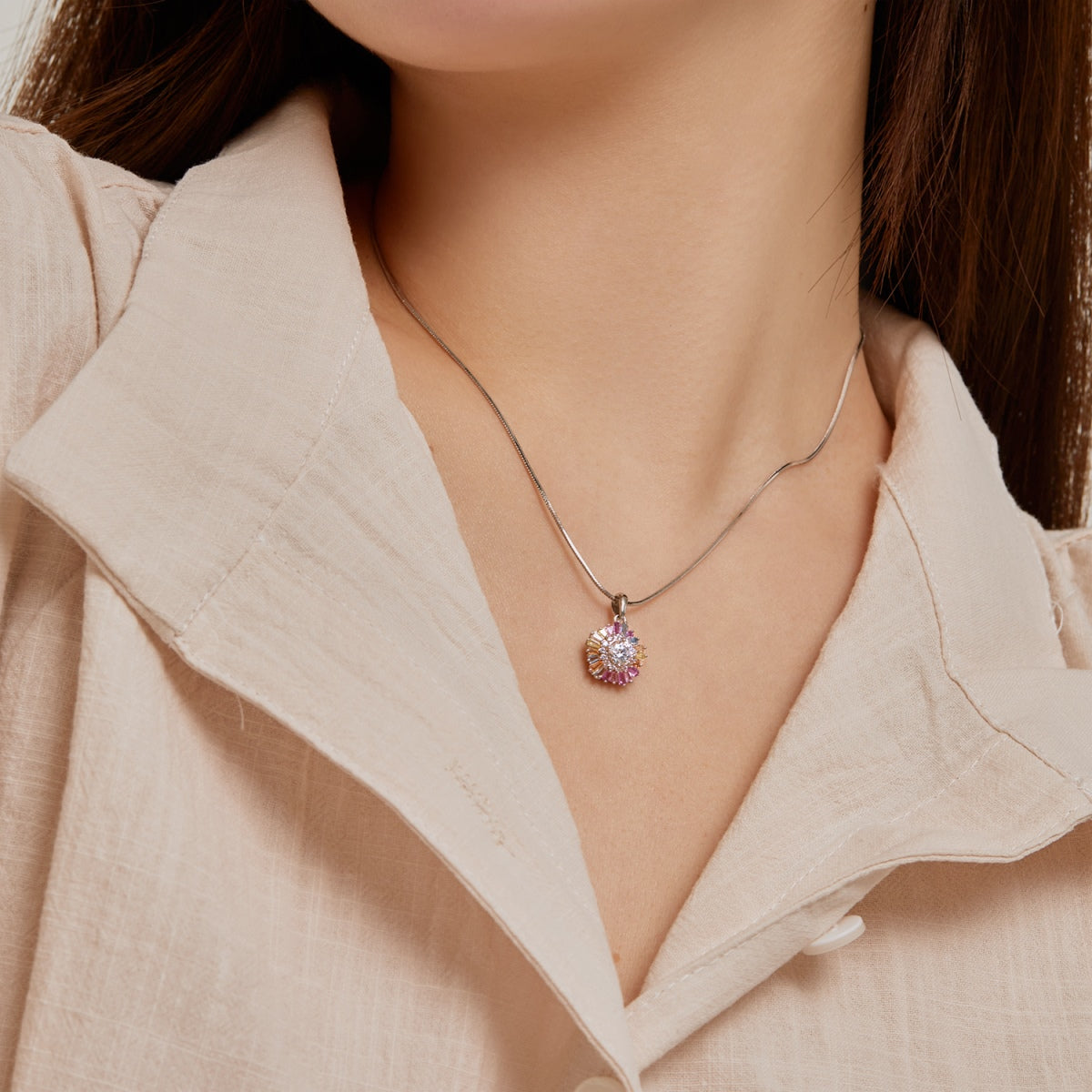 [Love's Uplift]Charming Flower Colorful Necklace