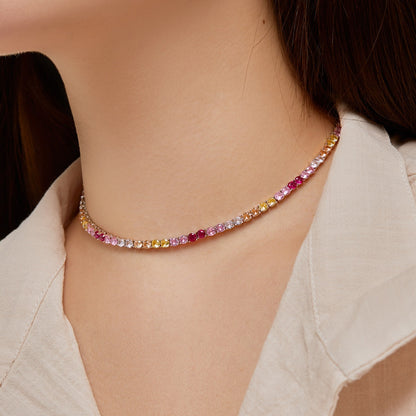 [Love's Uplift]Delicate Colorful Tennis Necklace