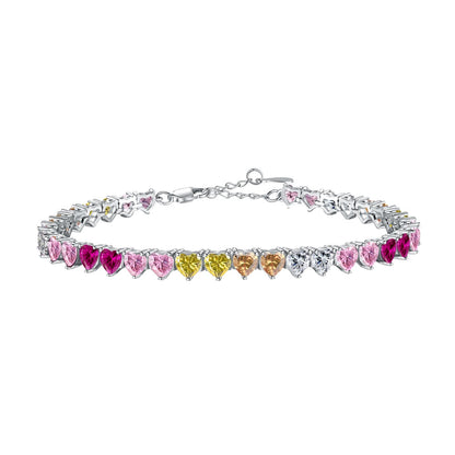 [Love's Uplift]Luxurious Colorful Romantic Heart Shape Lover Bracelet