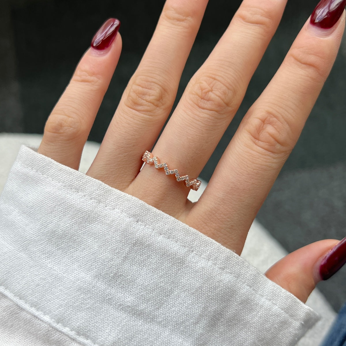 [Love's Uplift]Delicate Enchanting Wave Shape Daily Ring