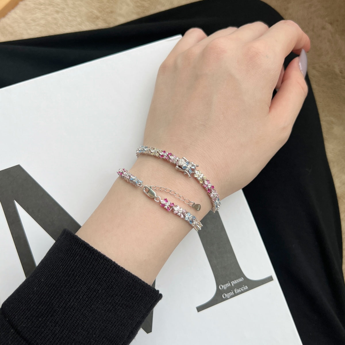 [Love's Uplift]Radiant Colorful Emerald Cut Party Bracelet