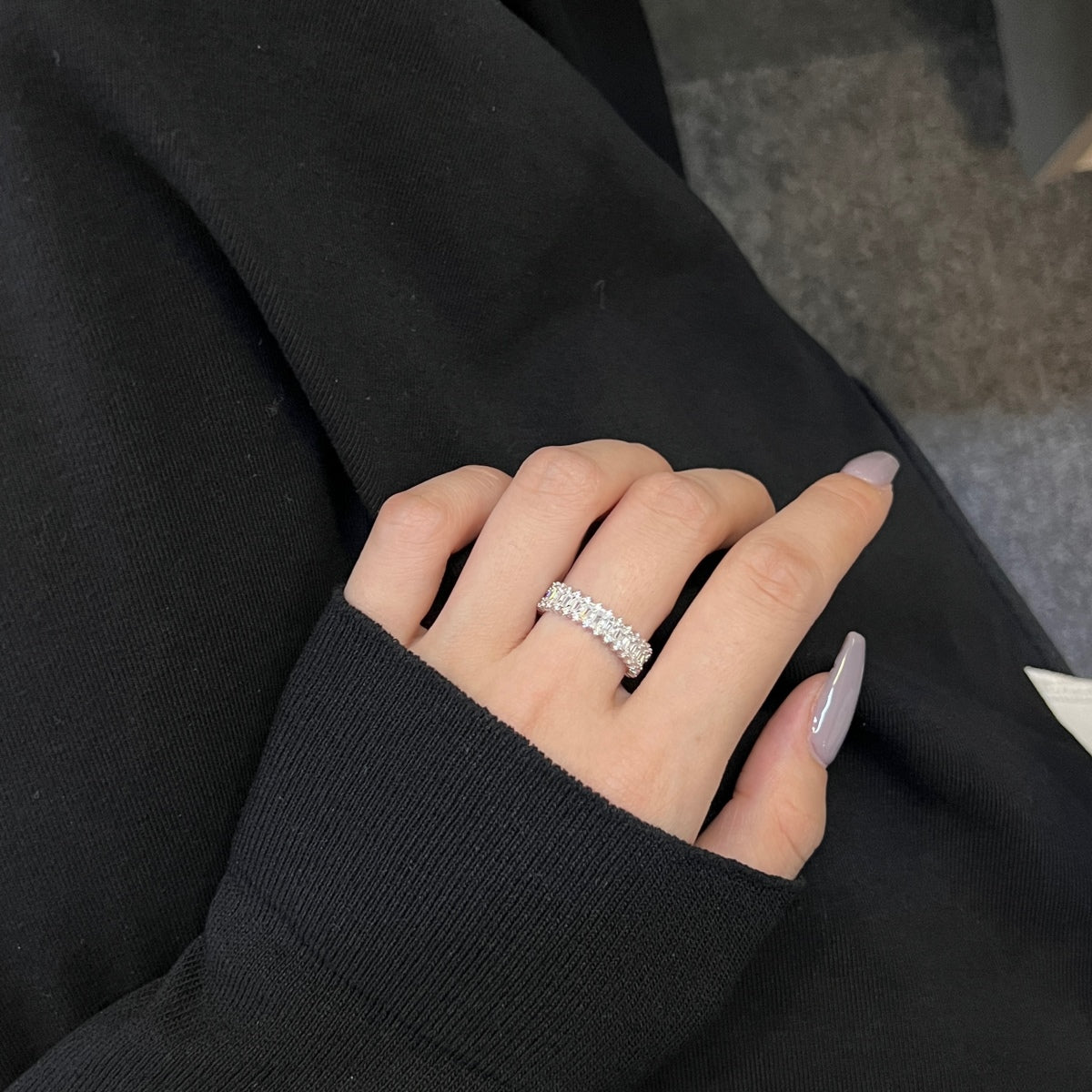 [Love's Uplift]Splashy Ornate Emerald Cut Cocktail Ring