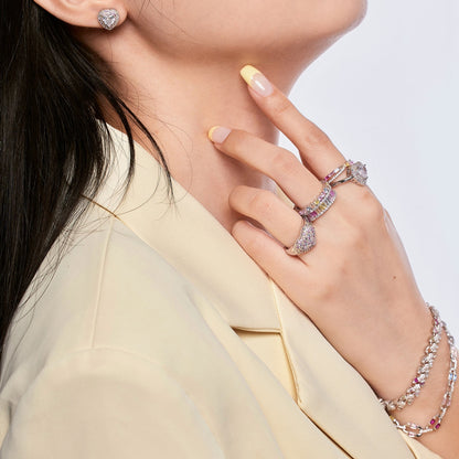 [Love's Uplift]Delicate Ebullient Heart Shape Wedding Ring
