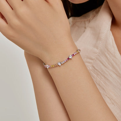 [Love's Uplift]Romantic Heart Shape Round Cut Lover Bracelet