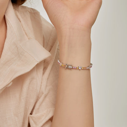 [Love's Uplift]Romantic Heart Shape Round Cut Lover Bracelet