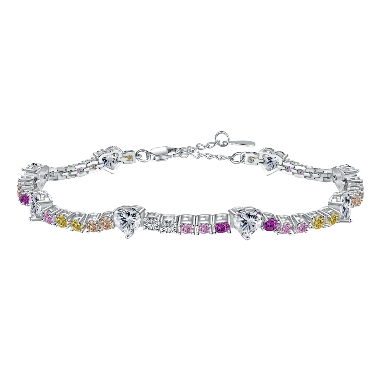 [Love's Uplift]Romantic Heart Shape Round Cut Lover Bracelet