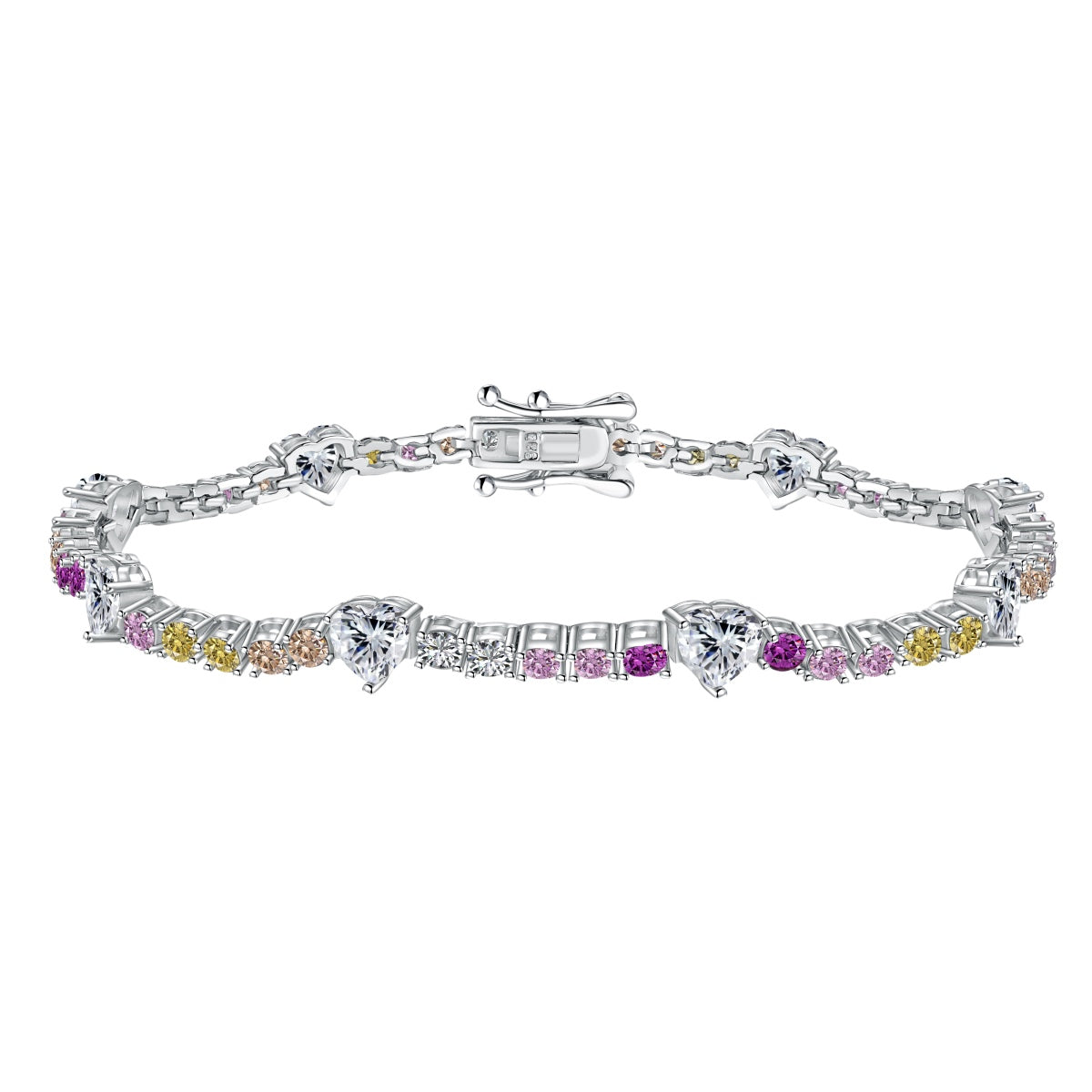 [Love's Uplift]Romantic Heart Shape Round Cut Lover Bracelet