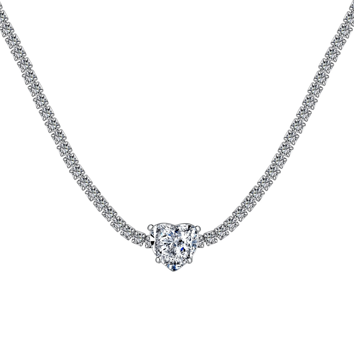 [Love's Uplift]2.0 Carat Sparkling Tennis Heart Cut Necklace