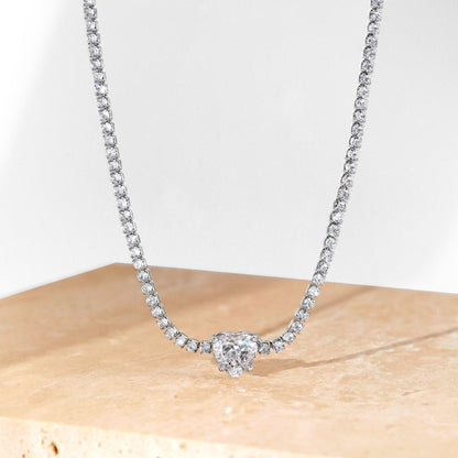 [Love's Uplift]2.0 Carat Sparkling Tennis Heart Cut Necklace