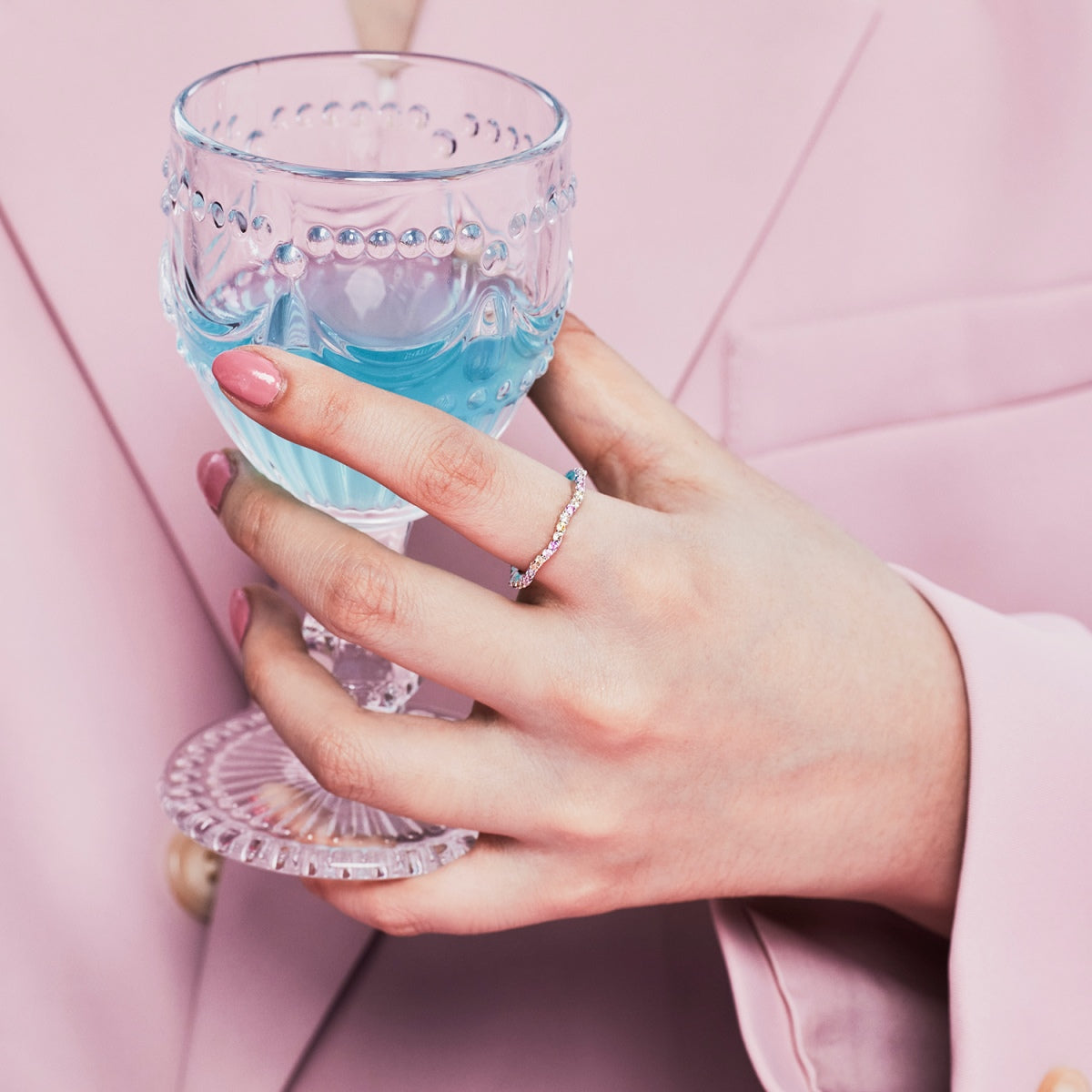 [Love's Uplift]Dainty Colorful Round Cut Party Ring