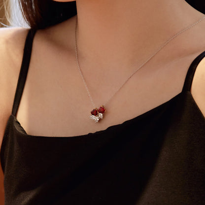 [Love's Uplift]Dainty Red Heart Necklace