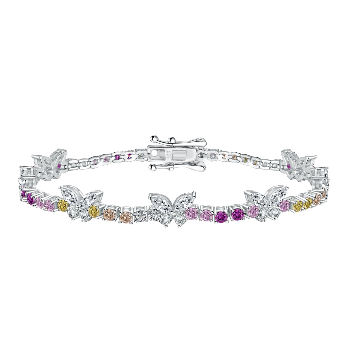 [Love's Uplift]Ornate Colorful Butterfly Shape Round Cut Daily Bracelet