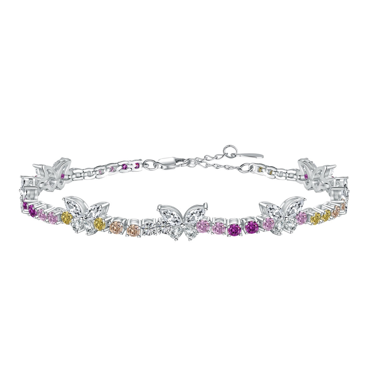 [Love's Uplift]Ornate Colorful Butterfly Shape Round Cut Daily Bracelet