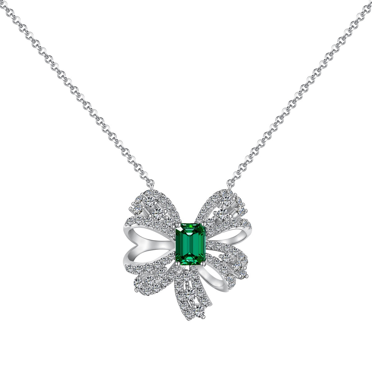 [Love's Uplift]Luxurious Flower Shape Emerald Cut Necklace