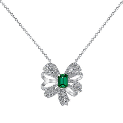[Love's Uplift]Luxurious Flower Shape Emerald Cut Necklace