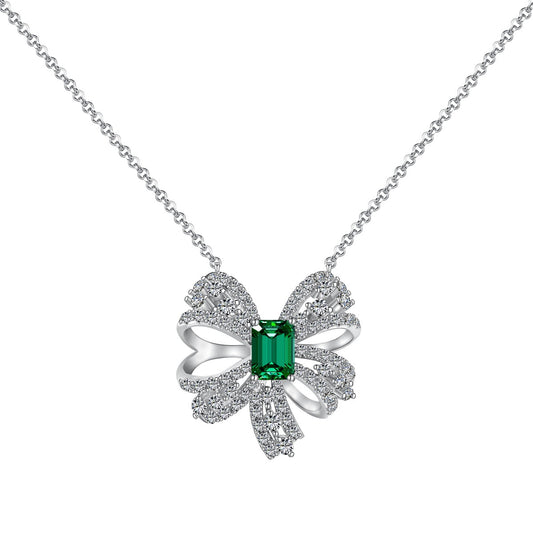 [Love's Uplift]Luxurious Flower Shape Emerald Cut Necklace