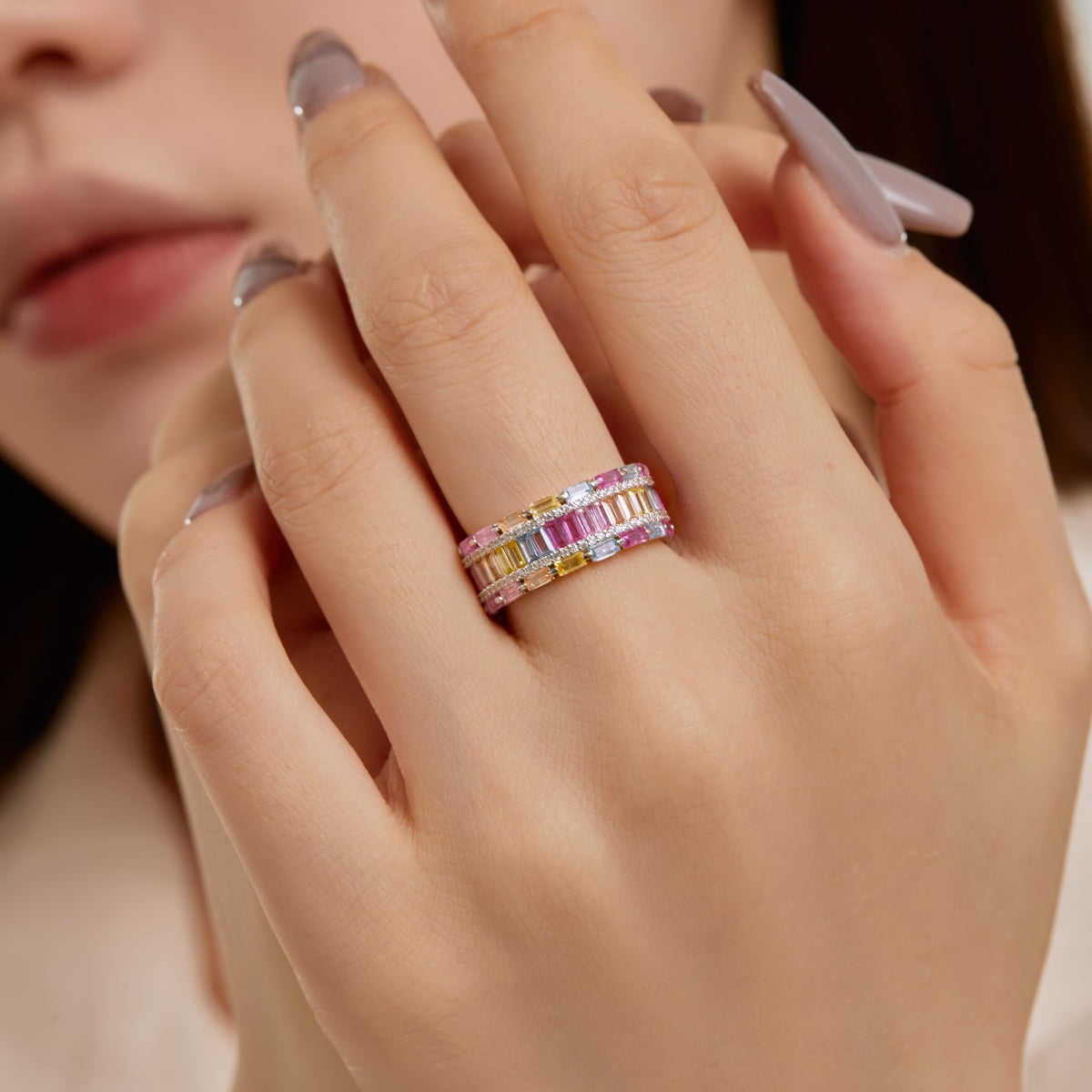 [Love's Uplift]Dazzling Colorful Radiant Cut Party Ring