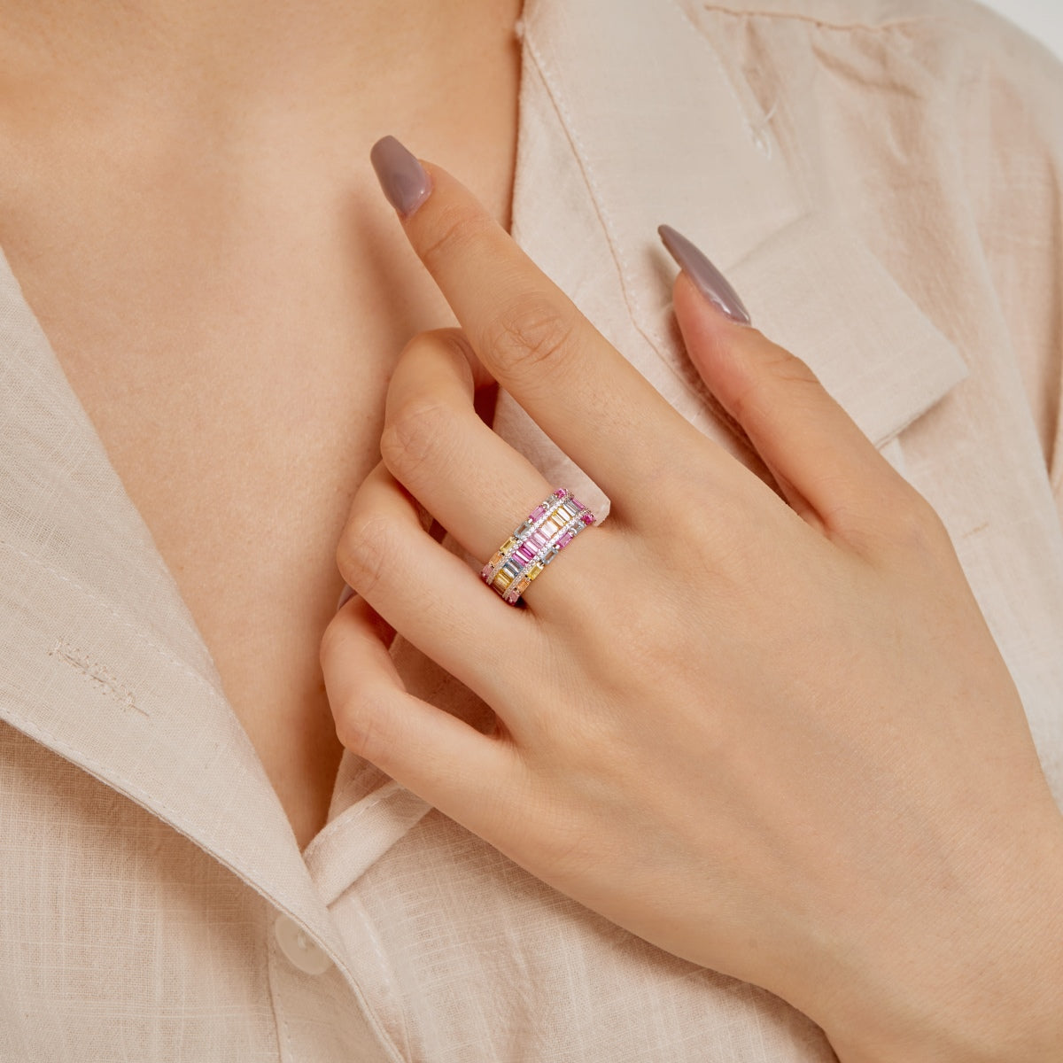 [Love's Uplift]Dazzling Colorful Radiant Cut Party Ring