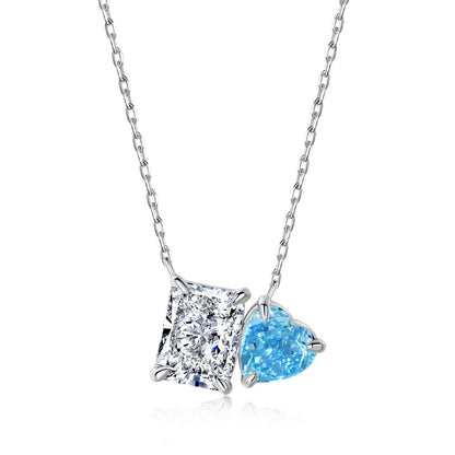 [Love's Uplift]Dazzling Square & Heart Shape Necklace
