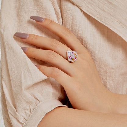 [Love's Uplift]Elegant Colorful Water Drop Shape Banquet Ring