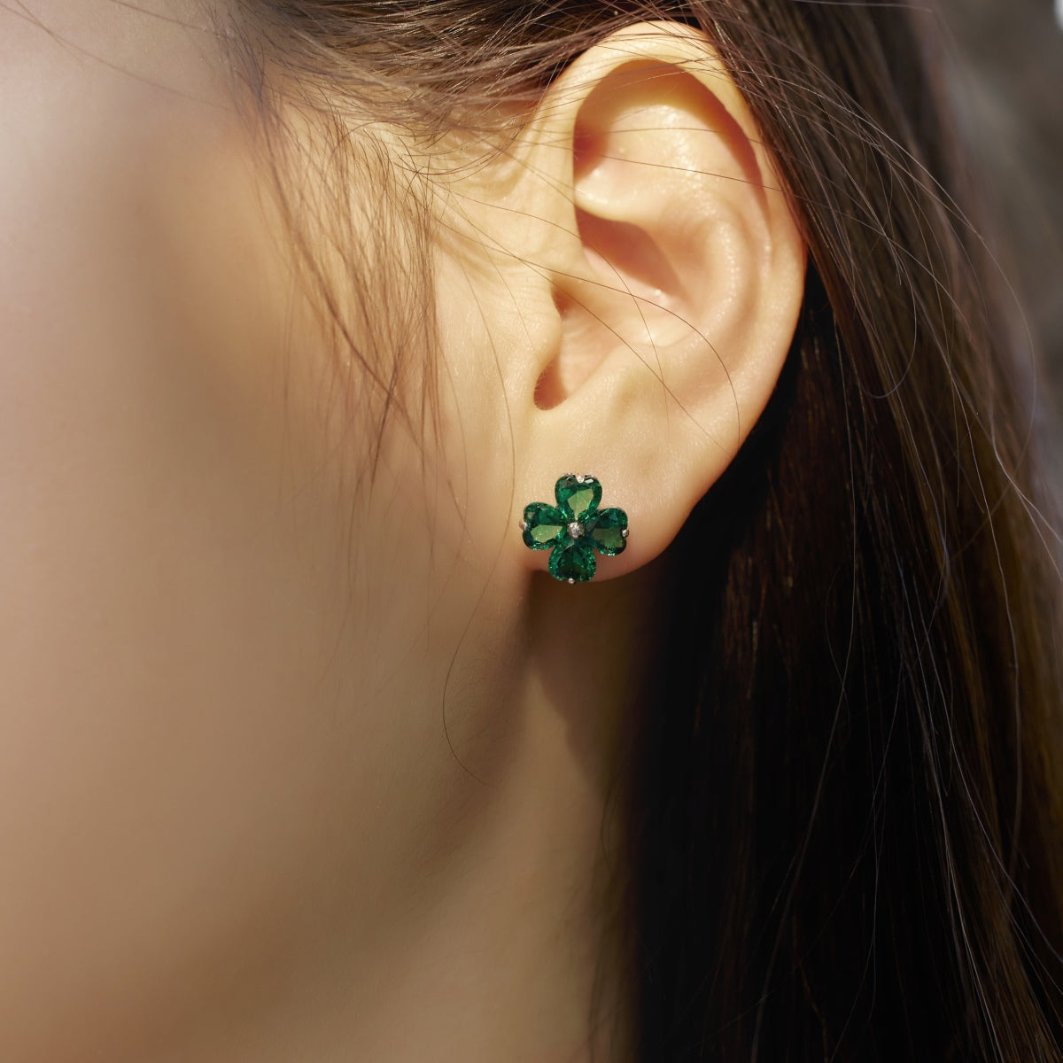 [Love's Uplift]Four-Leaf Clover Ball Earrings