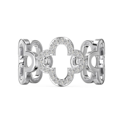 [Love's Uplift]Hollow Design Four-Leaf Clover Flower Shape Ring