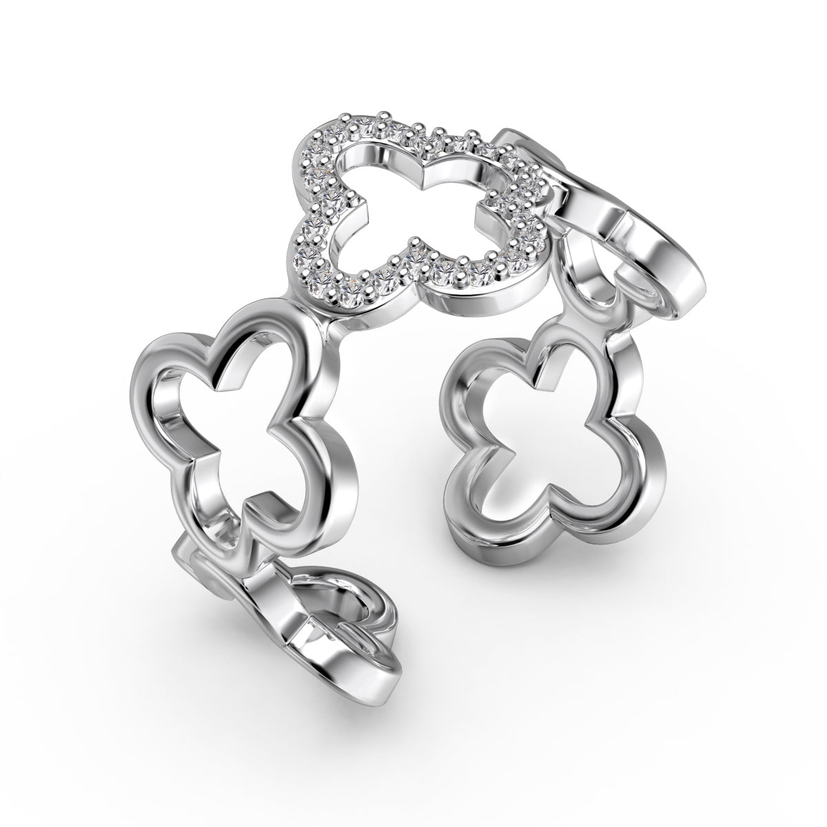 [Love's Uplift]Hollow Design Four-Leaf Clover Flower Shape Ring