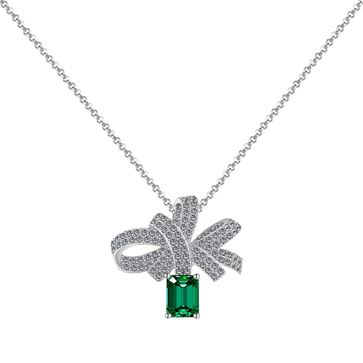 [Love's Uplift]Luxurious Flower Shape Emerald Cut Necklace