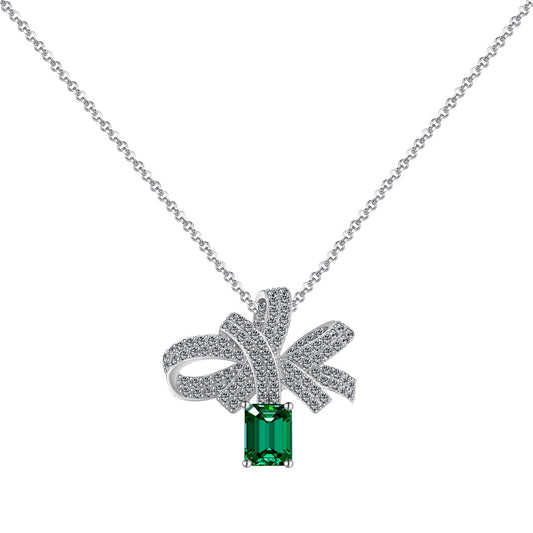 [Love's Uplift]Luxurious Flower Shape Emerald Cut Necklace