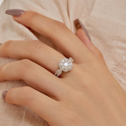 [Love's Uplift]Delicate Colorful Round Cut Flower Shape Wedding Ring
