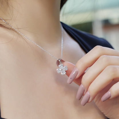 [Love's Uplift]Heart-Shaped Four-Leaf Clover Bead Necklace