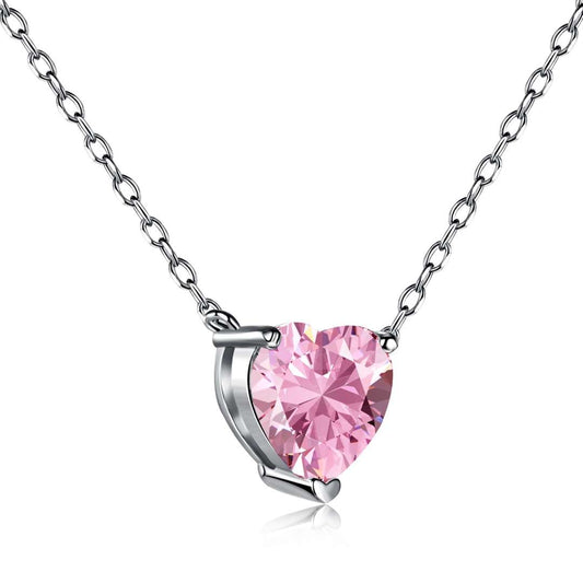 [Love's Uplift]Heart Shape Main Stone Pendant Collarbone Necklace