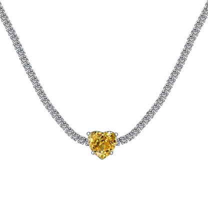 [Love's Uplift]2.0 Carat Sparkling Tennis Heart Cut Necklace