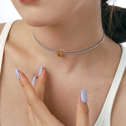 [Love's Uplift]2.0 Carat Sparkling Tennis Heart Cut Necklace
