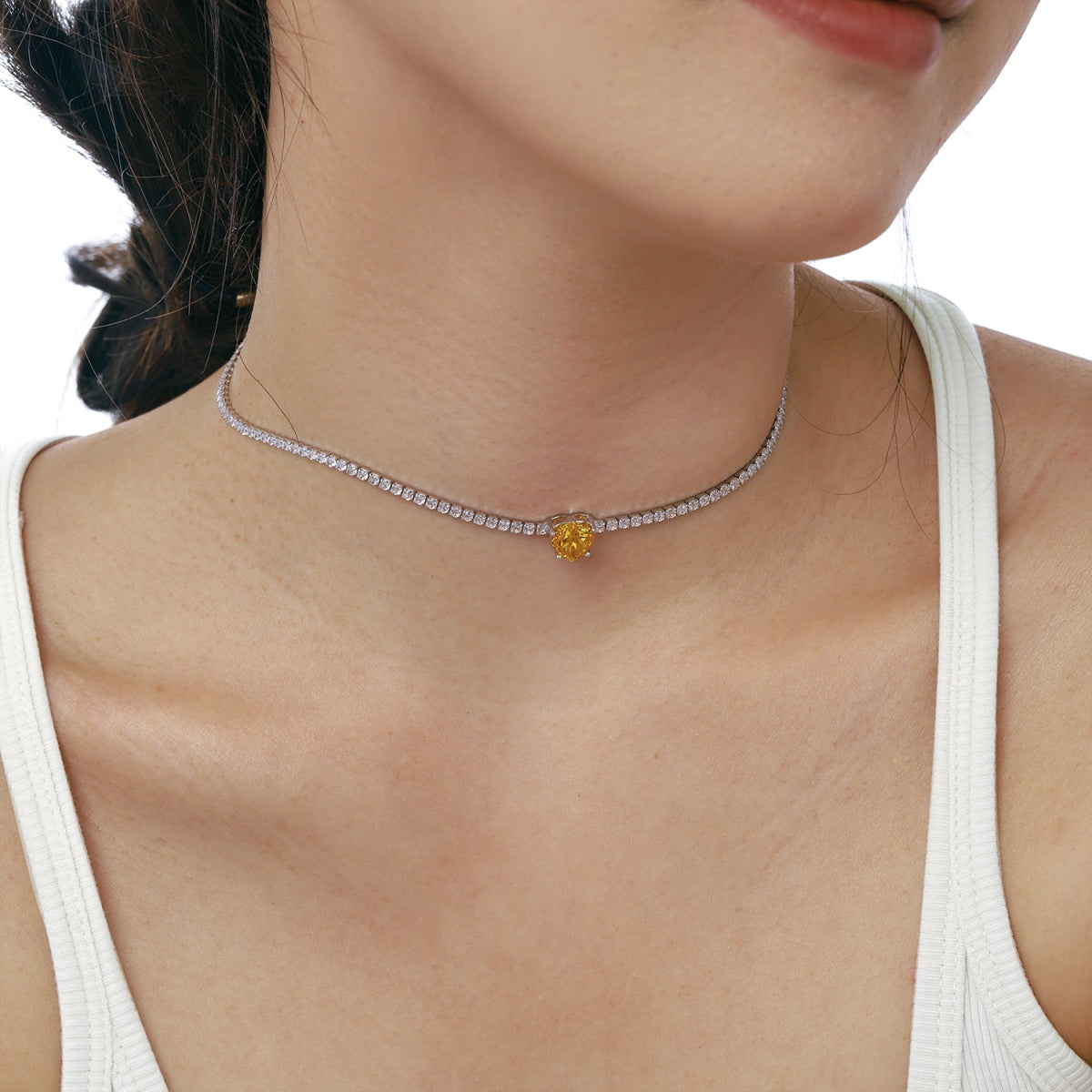 [Love's Uplift]2.0 Carat Sparkling Tennis Heart Cut Necklace