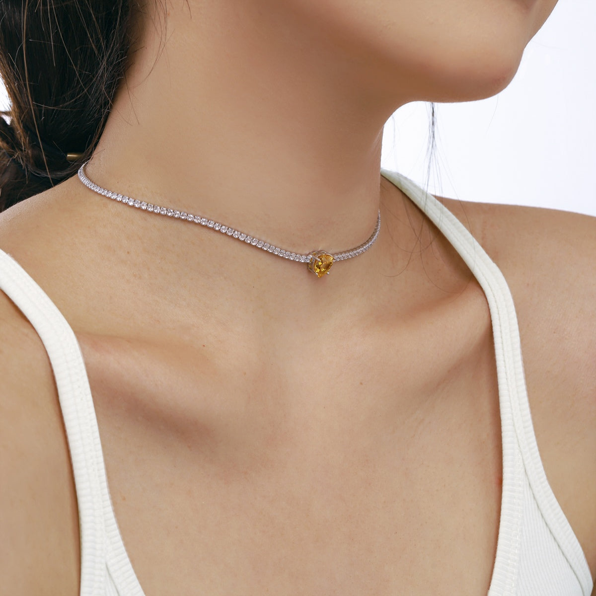 [Love's Uplift]2.0 Carat Sparkling Tennis Heart Cut Necklace