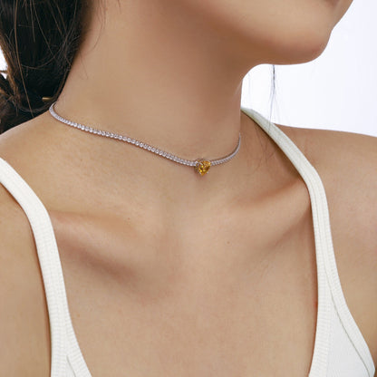 [Love's Uplift]2.0 Carat Sparkling Tennis Heart Cut Necklace