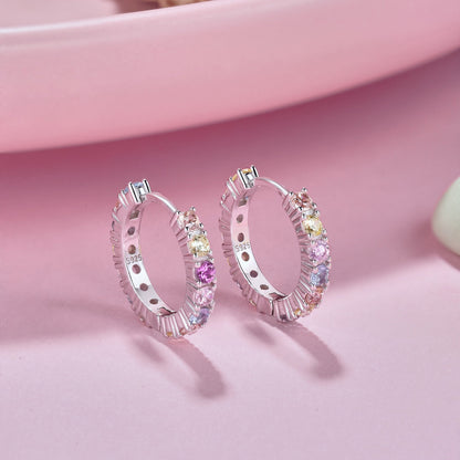 [Love's Uplift]Radiant Colorful Round Cut Earrings