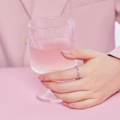 [Love's Uplift]Sparkling Colorful Round Cut Tennis Ring