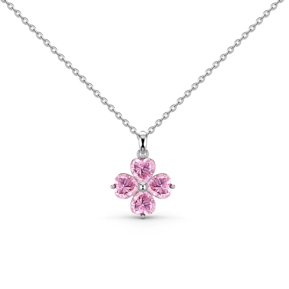 [Love's Uplift]Heart-Shaped Four-Leaf Clover Bead Necklace