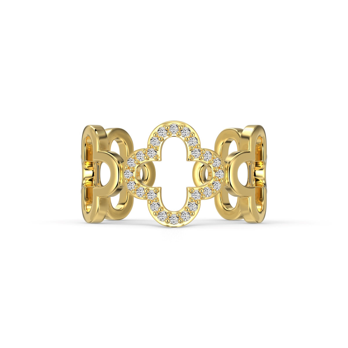 [Love's Uplift]Hollow Design Four-Leaf Clover Flower Shape Ring