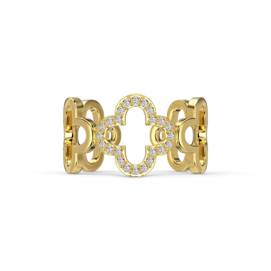 [Love's Uplift]Hollow Design Four-Leaf Clover Flower Shape Ring