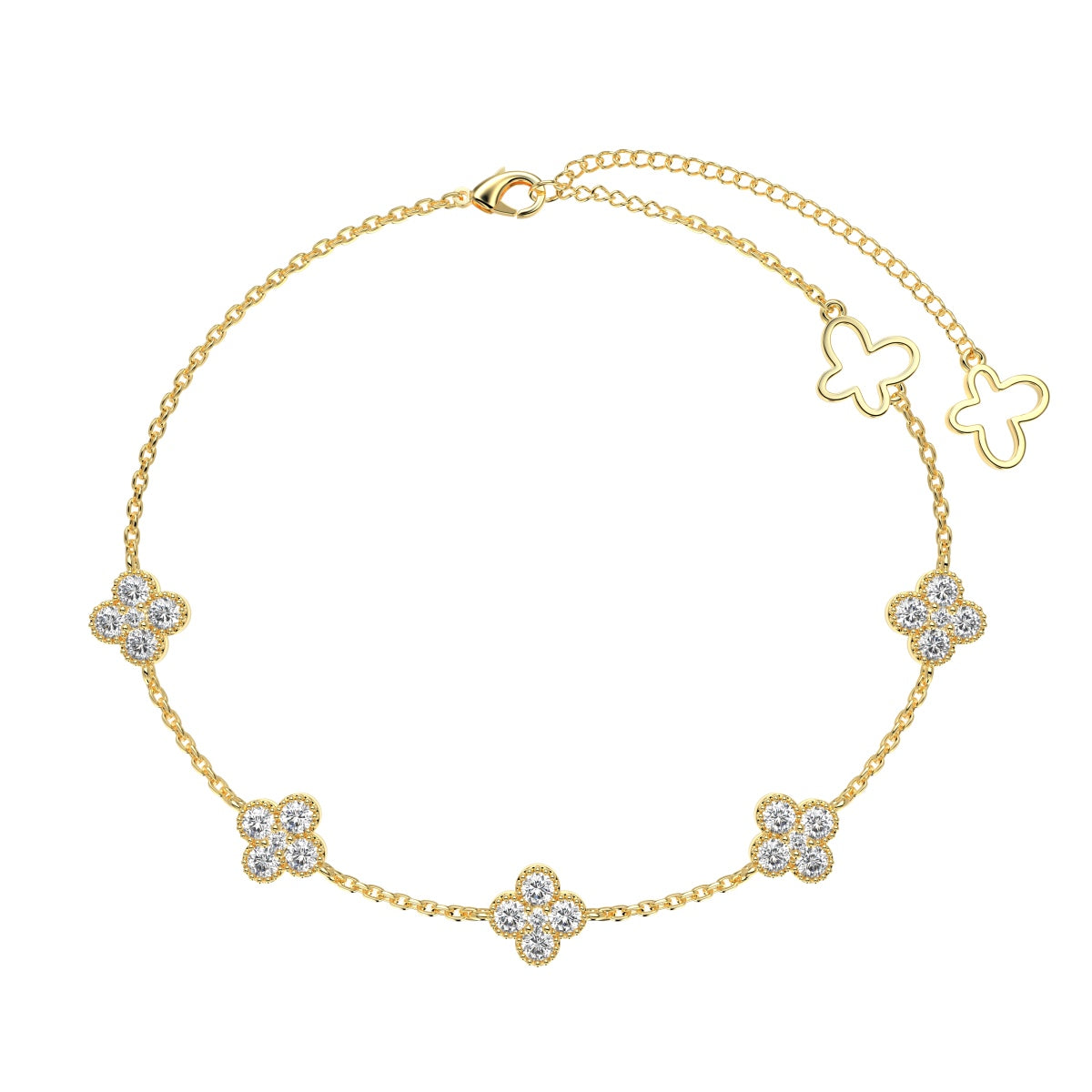 [Love's Uplift]Four-Leaf Clover Hollow Butterfly Bracelet