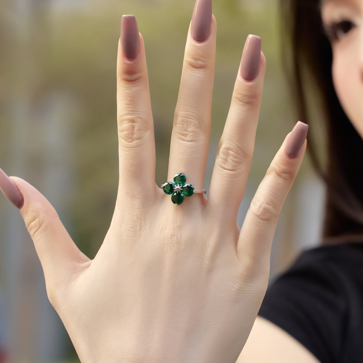 [Love's Uplift]Four-Leaf Clover Eight-Pointed Star Ring