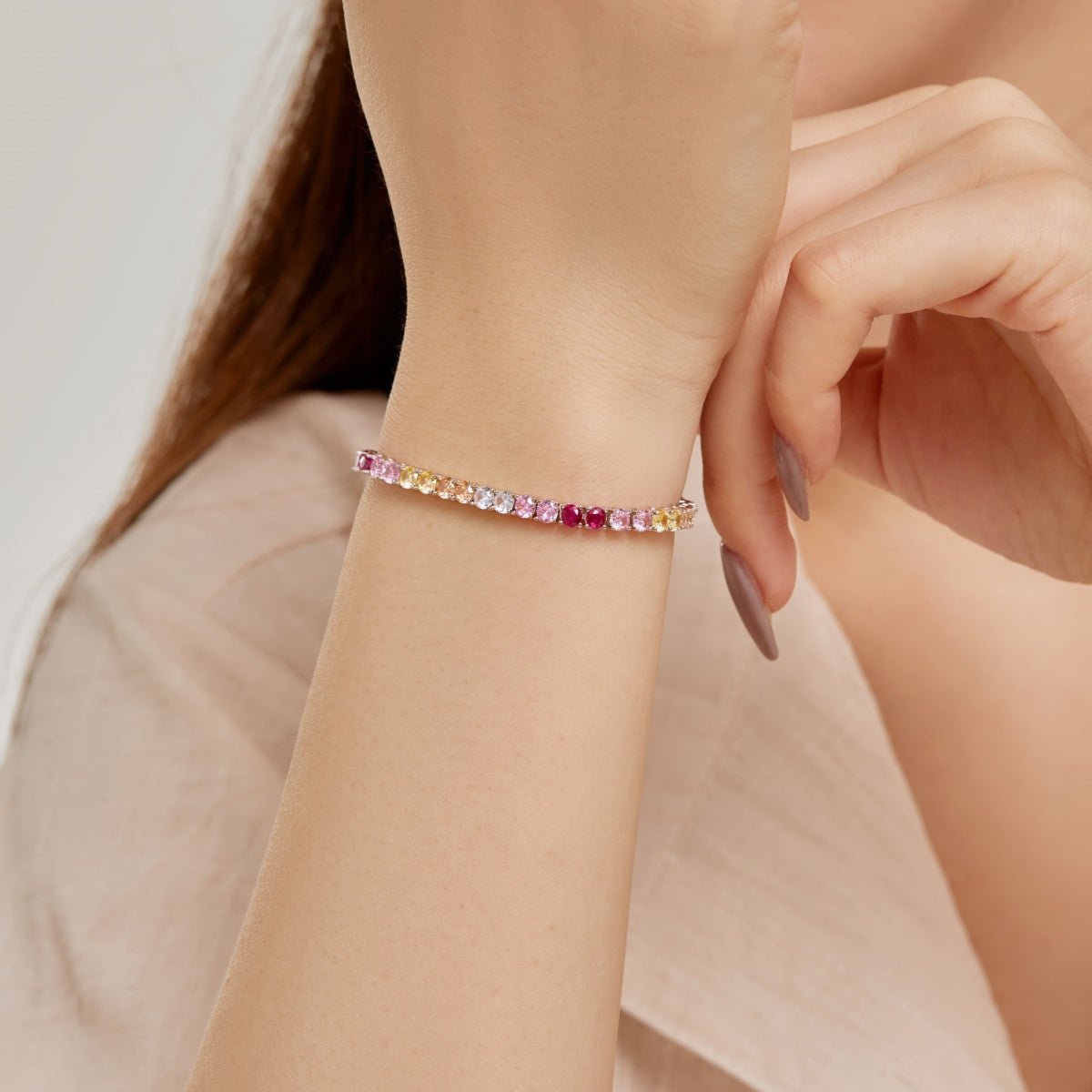[Love's Uplift]Radiant Colorful Round Cut Tennis Bracelet