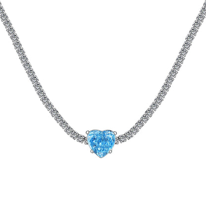 [Love's Uplift]2.0 Carat Sparkling Tennis Heart Cut Necklace